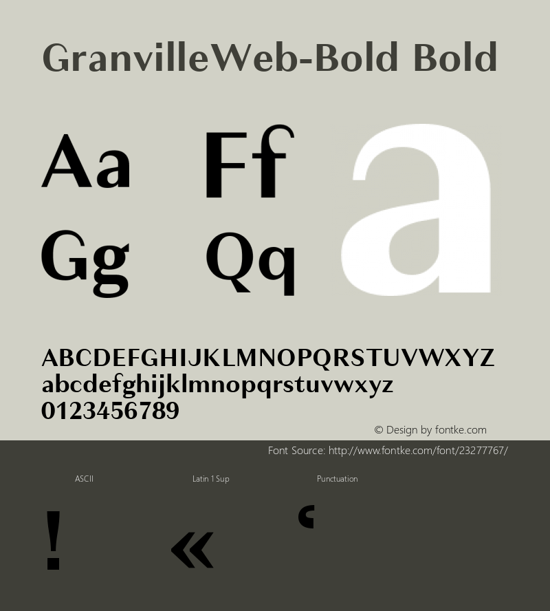 GranvilleWeb-Bold Version 1.002;PS 1.2;hotconv 1.0.72;makeotf.lib2.5.5900 Font Sample