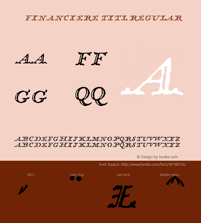 1741 Financiere Titl Regular Version 1.00 Font Sample