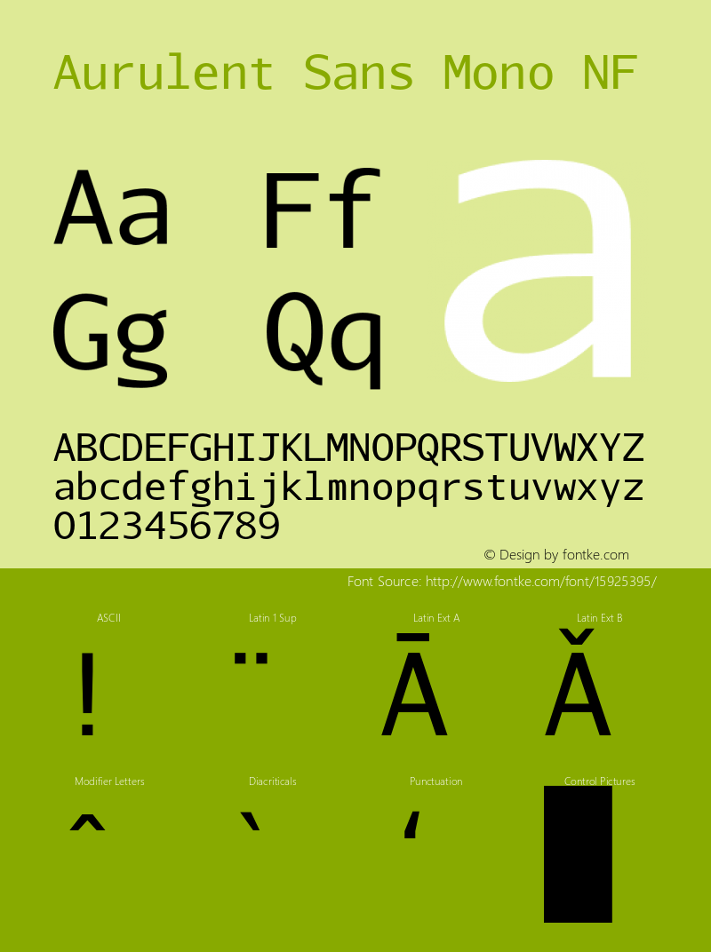 Aurulent Sans Mono NF Version 2007.05.04 Font Sample