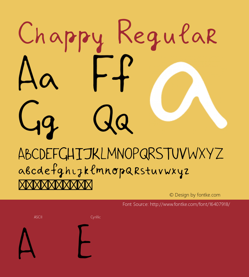 Chappy Regular Version 1.000;PS 001.000;hotconv 1.0.70;makeotf.lib2.5.58329 Font Sample
