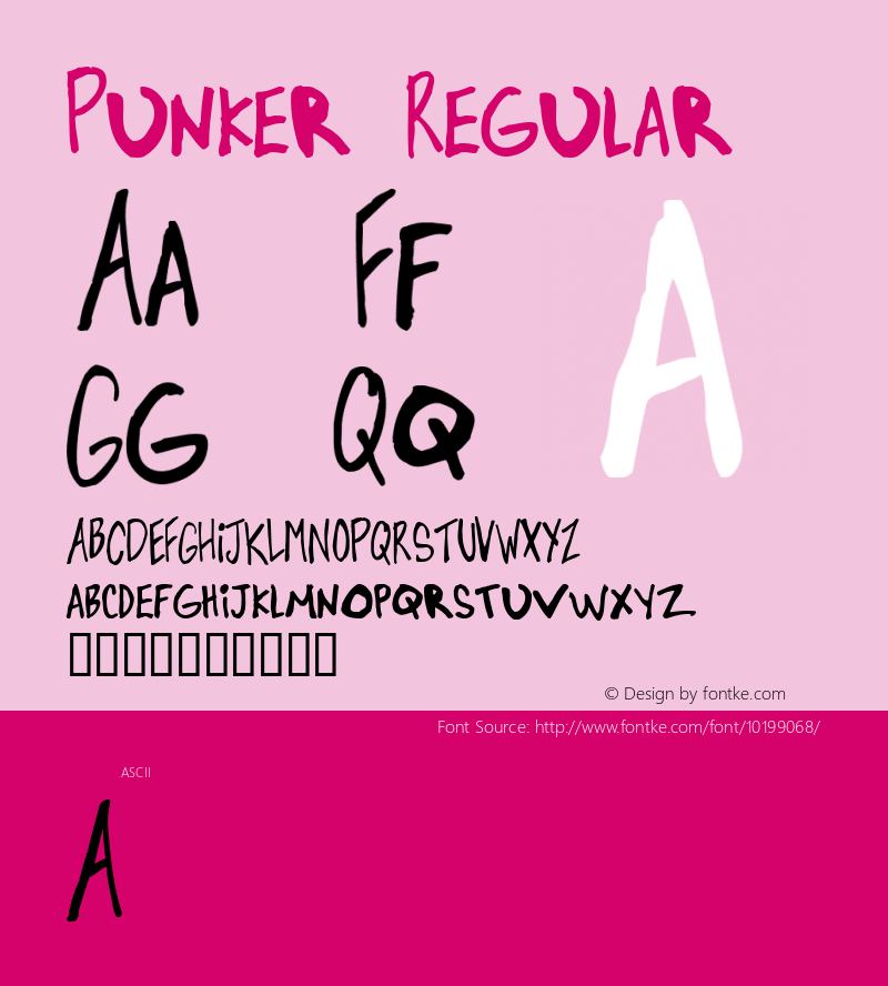 Punker Regular Macromedia Fontographer 4.1.2 4/28/1997 Font Sample