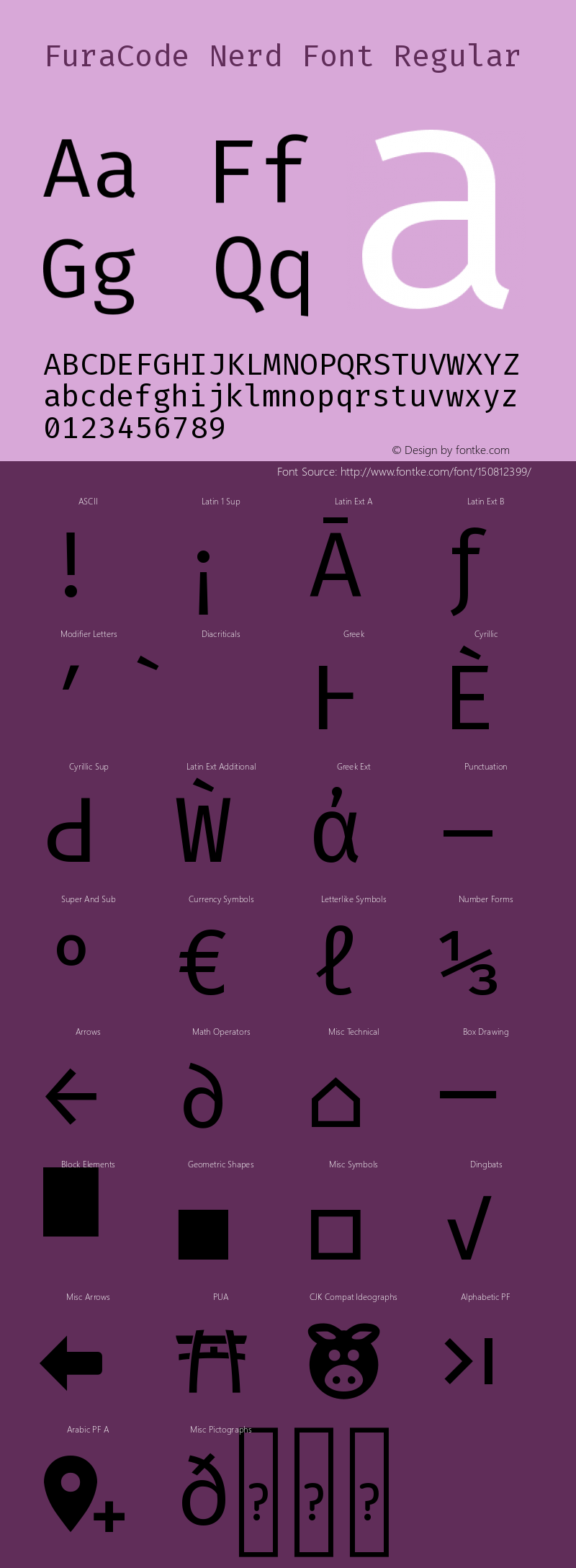 Fura Code Regular Nerd Font Complete Version 1.206;PS 001.206;hotconv 1.0.88;makeotf.lib2.5.64775 Font Sample