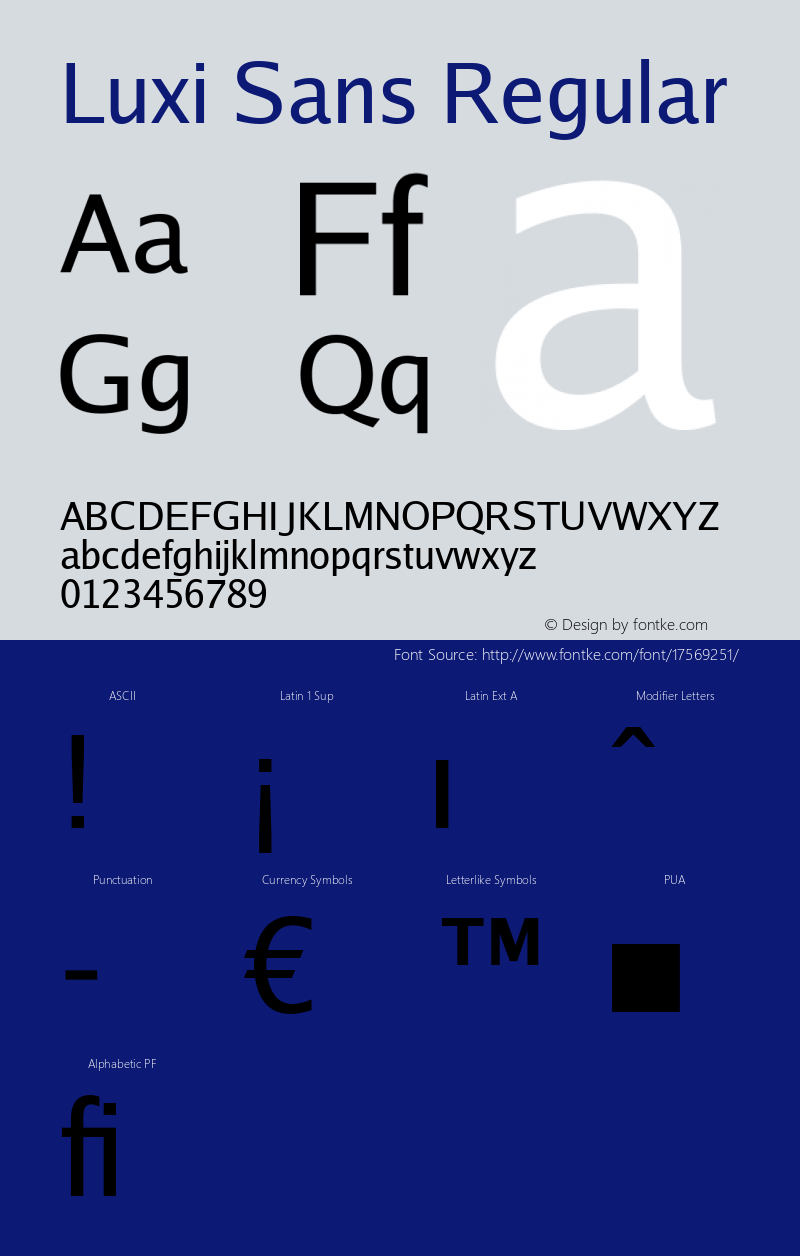 Luxi Sans Regular 1.2 : October 12, 2001 Font Sample