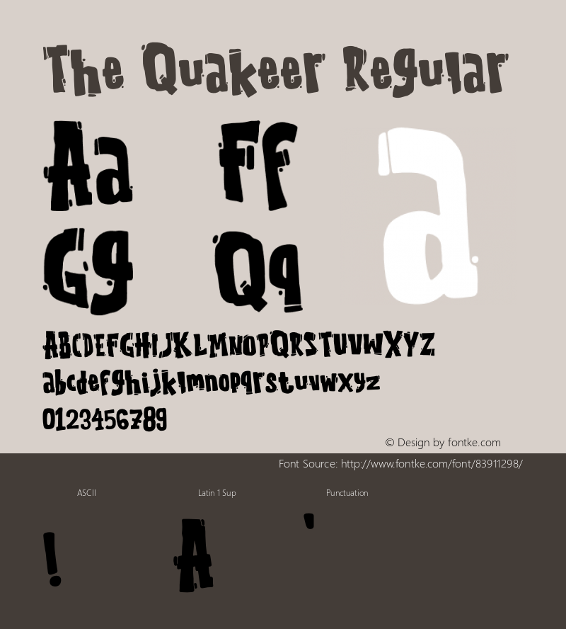 The Quakeer Version 1.00;September 10, 2020;FontCreator 11.5.0.2430 64-bit Font Sample