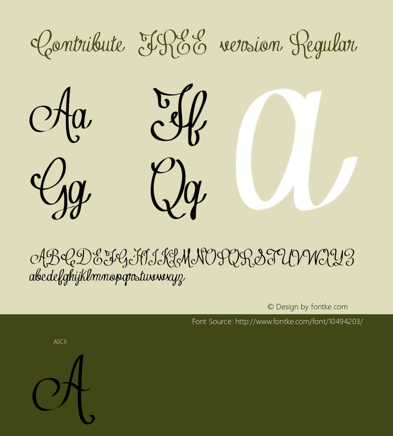 Contribute_FREE-version Regular Version 1.00 February 18, 2012, initial release Font Sample