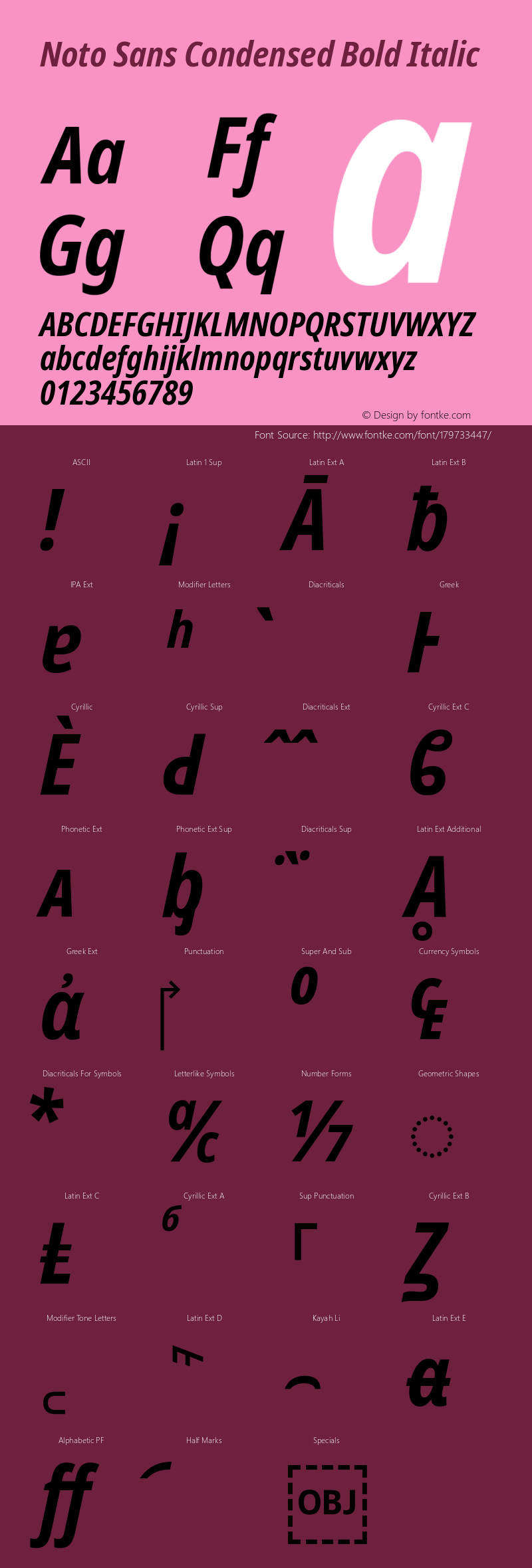 Noto Sans Condensed Bold Italic Version 2.003图片样张