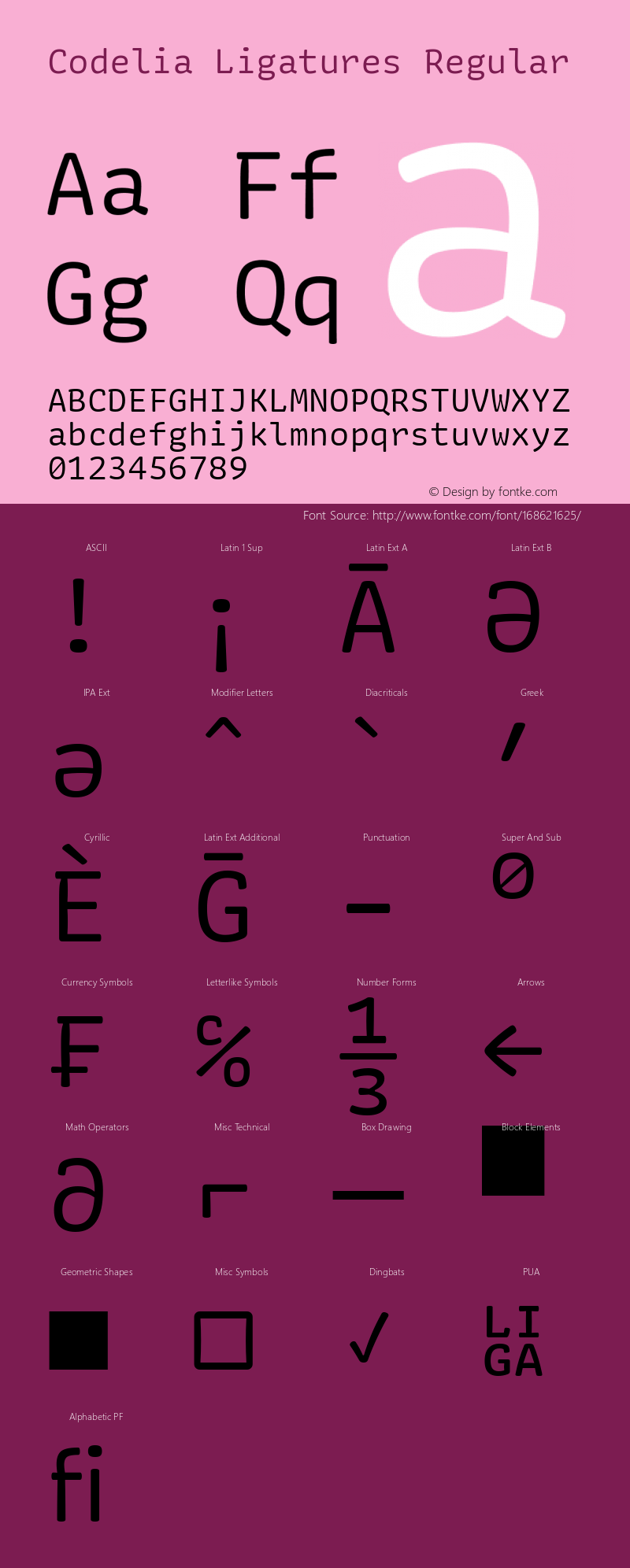 Codelia Ligatures Regular 1.000 | web-TT图片样张