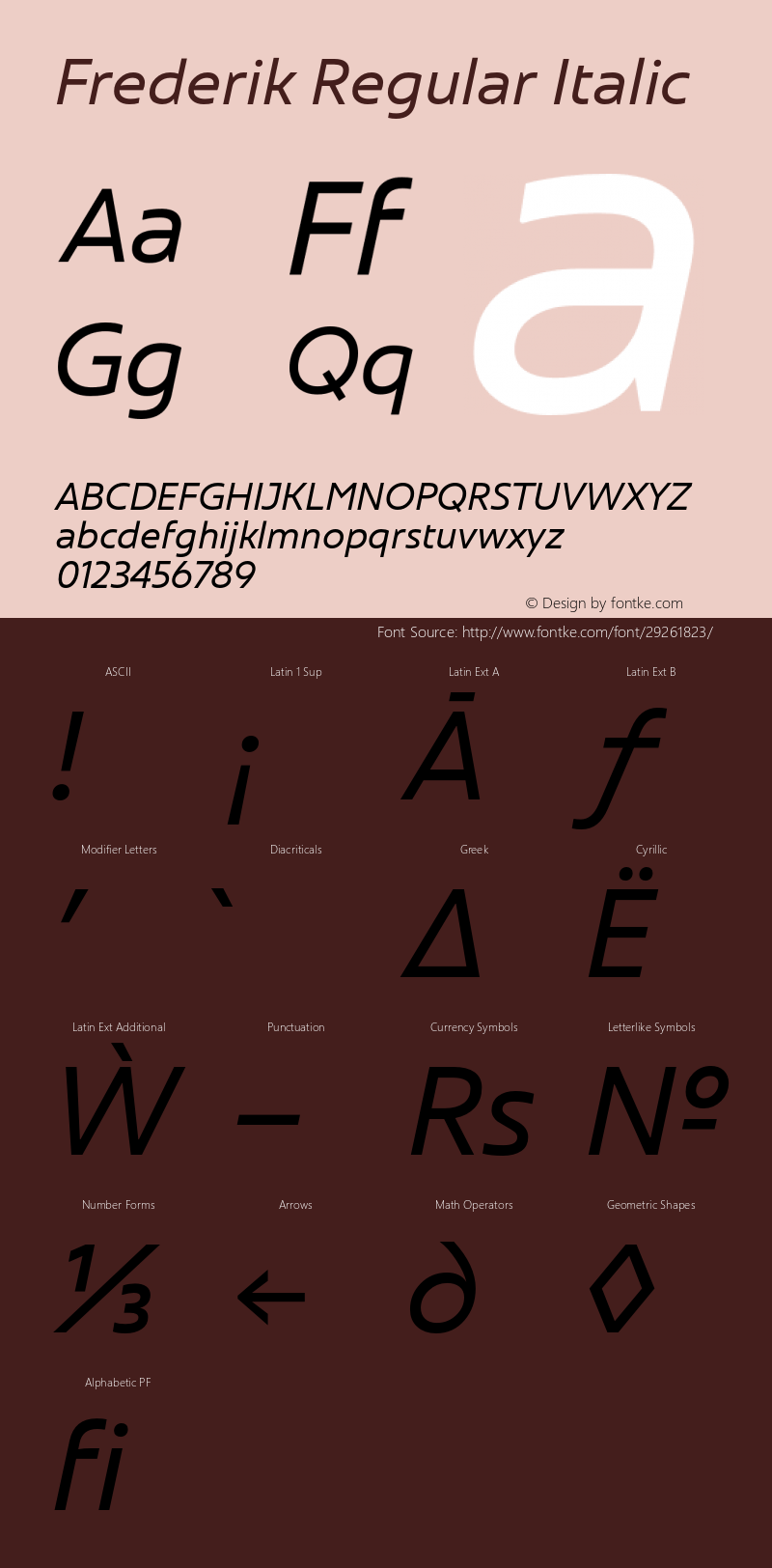 Frederik-RegularItalic Version 001.000 February 2019;YWFTv17 Font Sample