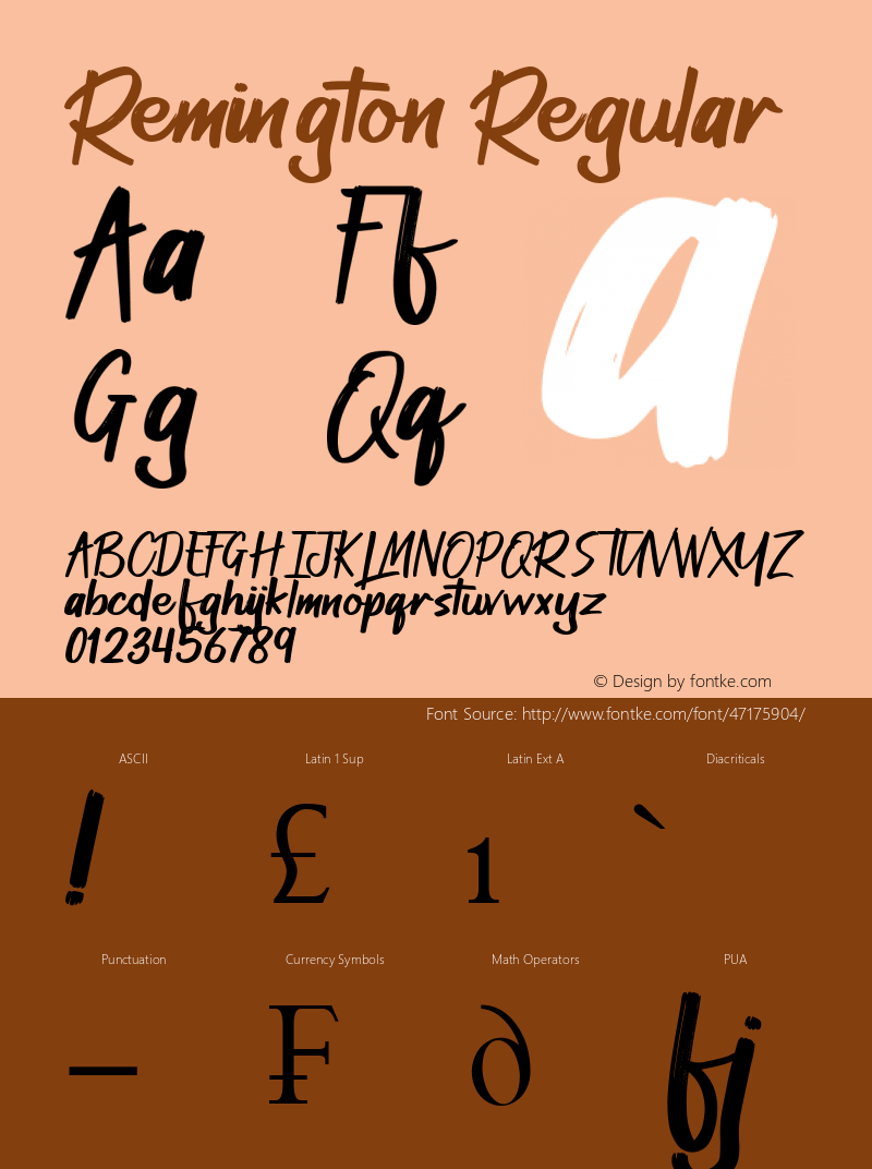 Remington Version 1.00;November 17, 2019;FontCreator 12.0.0.2545 64-bit Font Sample