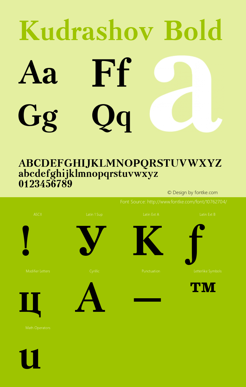 Kudrashov Bold 001.001 Font Sample