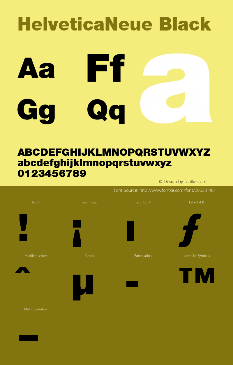 HelveticaNeue Black Macromedia Fontographer 4.1.5 4/13/07 Font Sample