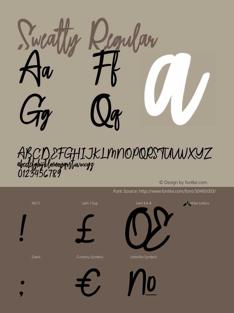 Sweatty Version 1.00;March 12, 2019;FontCreator 11.5.0.2421 32-bit Font Sample