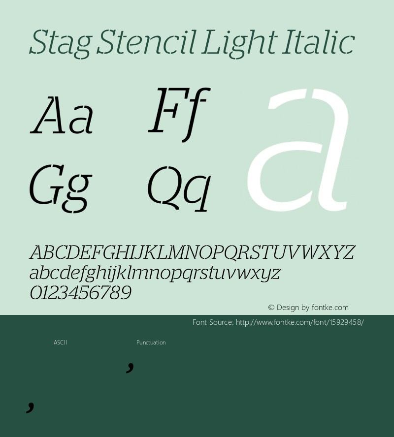 Stag Stencil Light Italic Version 1.1 2009 Font Sample