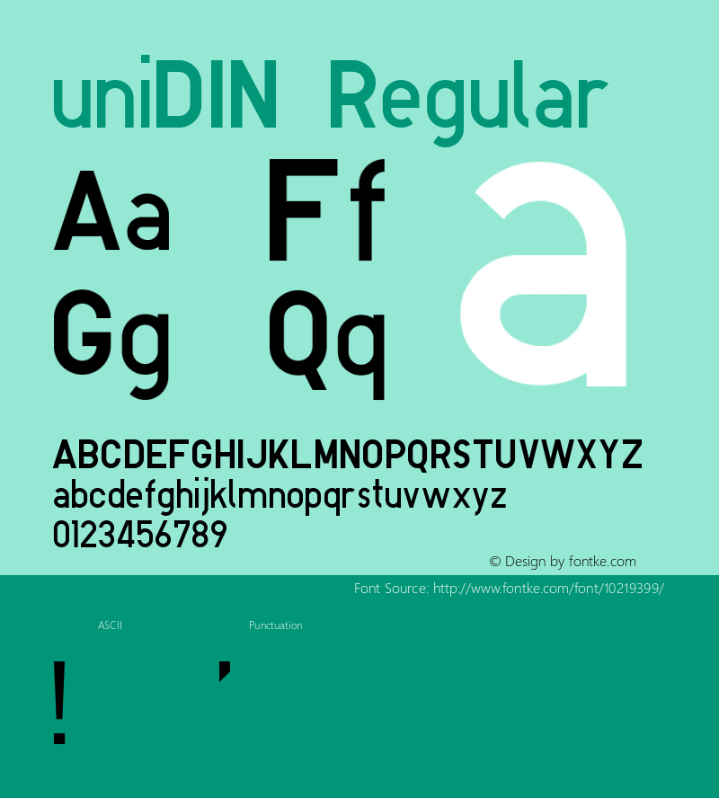 uniDIN Regular Version 000.008 Font Sample