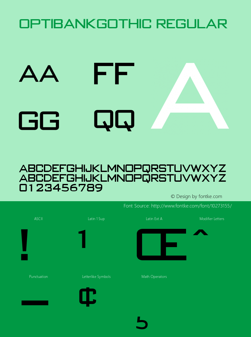 OPTIBankGothic Regular Version 001.000 Font Sample