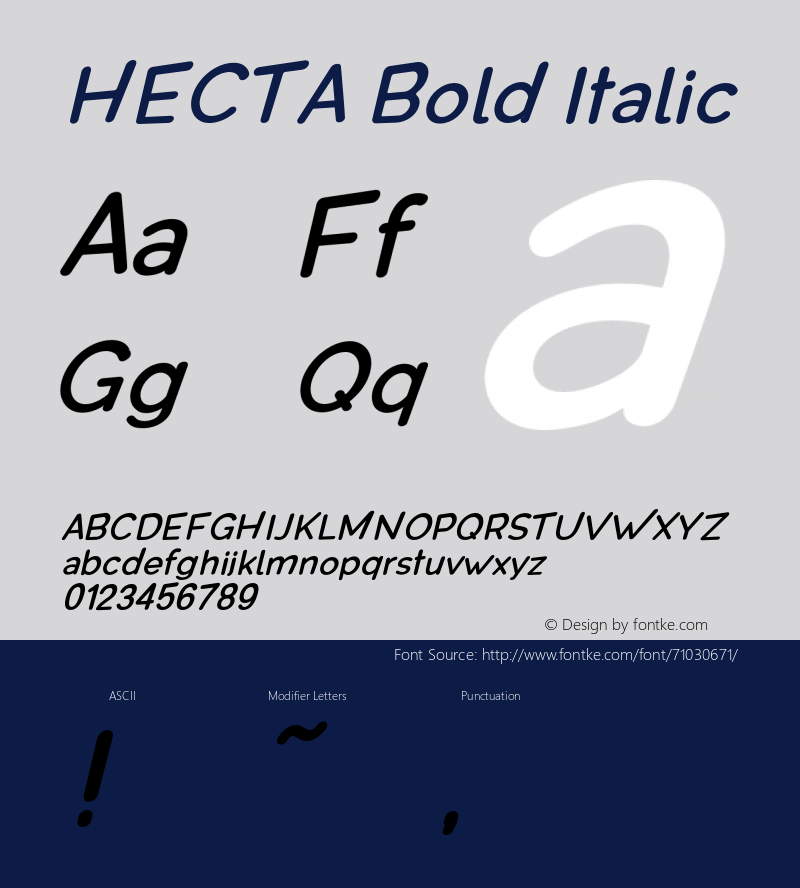 HECTA-BoldItalic Version 1.000 Font Sample