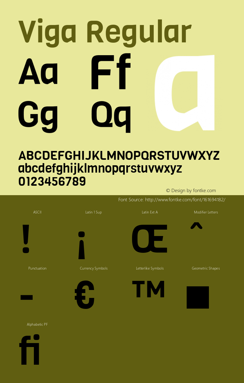 Viga Regular Version 1.001 Font Sample