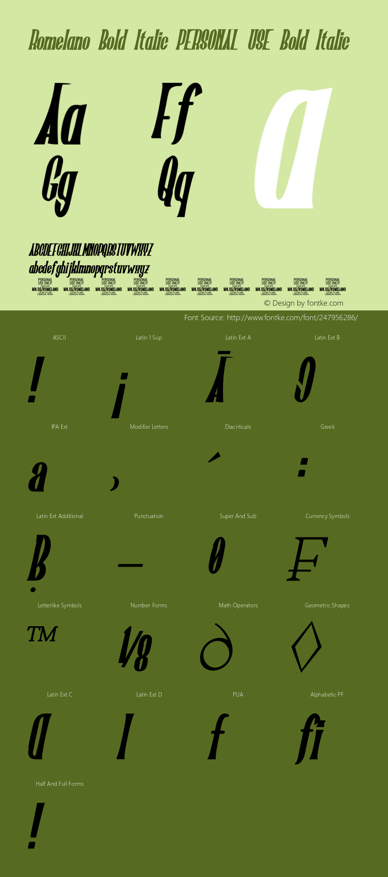 Romelano Bold Italic PERSONAL USE Bold Italic Version 1.000;Glyphs 3.1.1 (3138)图片样张