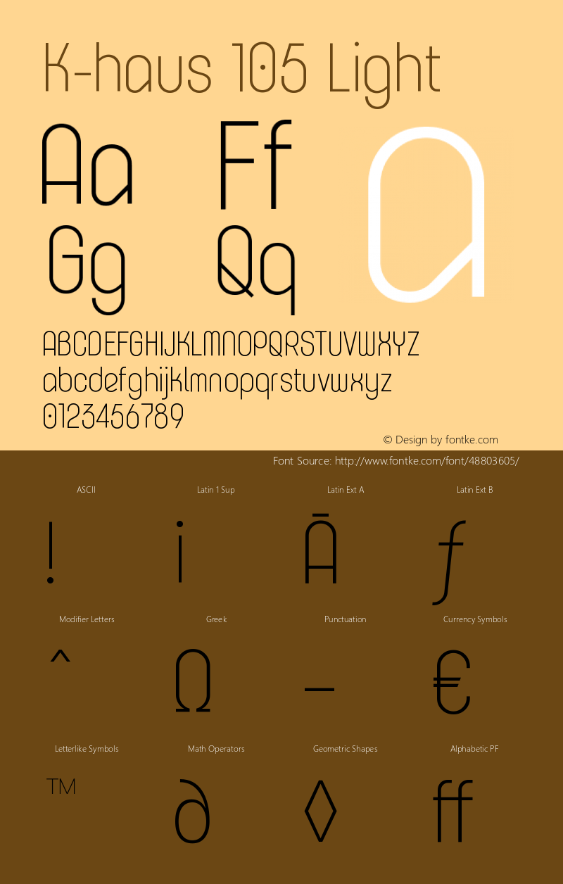 K-haus 105 Light Version 1.00 Font Sample