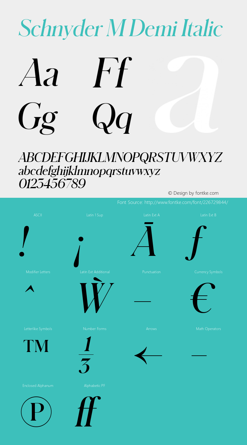 Schnyder M Demi Italic Version 1.001 2018图片样张