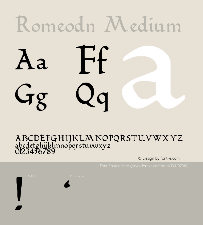 Romeodn Medium Version 001.000 Font Sample