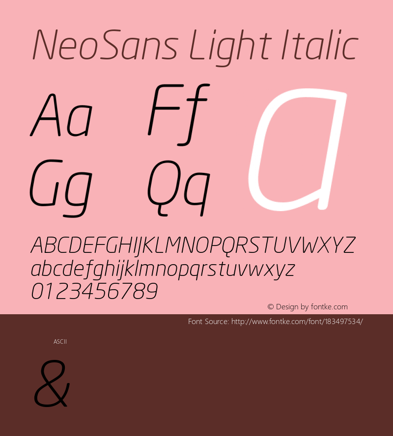 NeoSans Light Italic Version 1.000;PS 001.001;hotconv 1.0.38图片样张