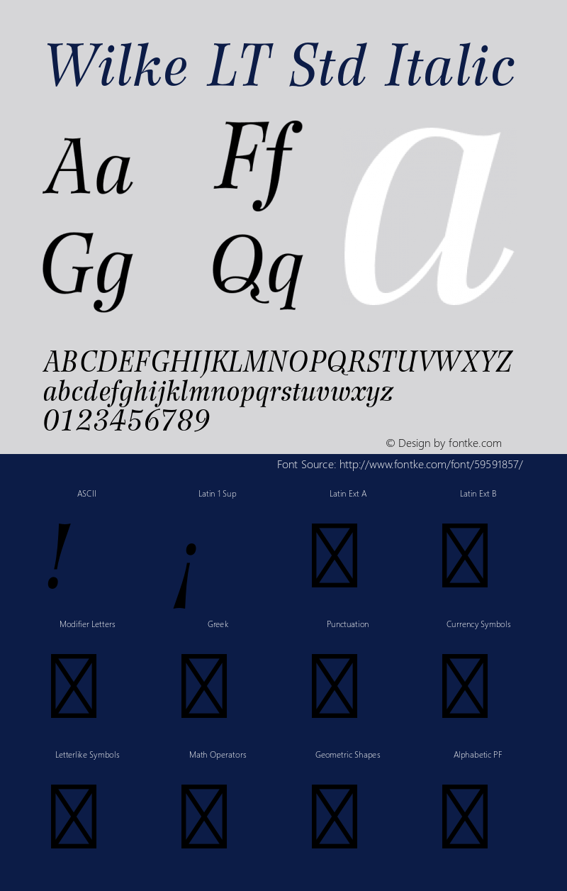 WilkeLTStd-Italic OTF 1.029;PS 001.001;Core 1.0.33;makeotf.lib1.4.1585 Font Sample