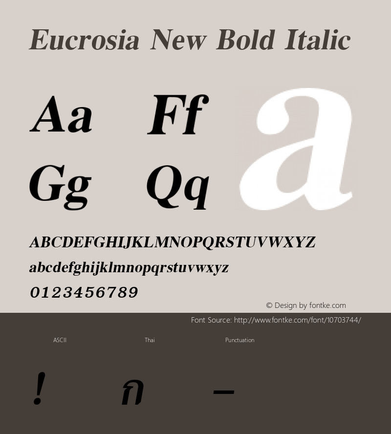 Eucrosia New Bold Italic 001.000 Font Sample