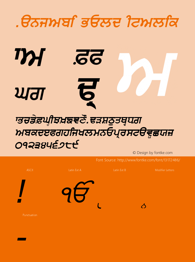 Punjabi Bold Italic Macromedia Fontographer 4.1 8/24/96 Font Sample