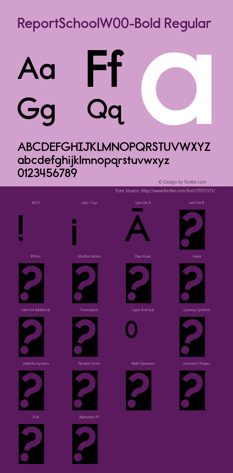 ReportSchoolW00-Bold Regular Version 1.10 Font Sample