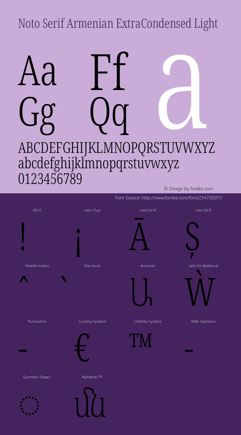 Noto Serif Armenian ExtraCondensed Light Version 2.008图片样张