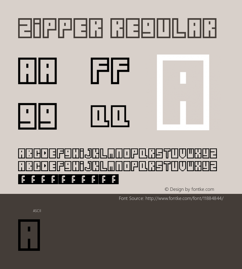 Zipper Regular Version 1.0 Font Sample