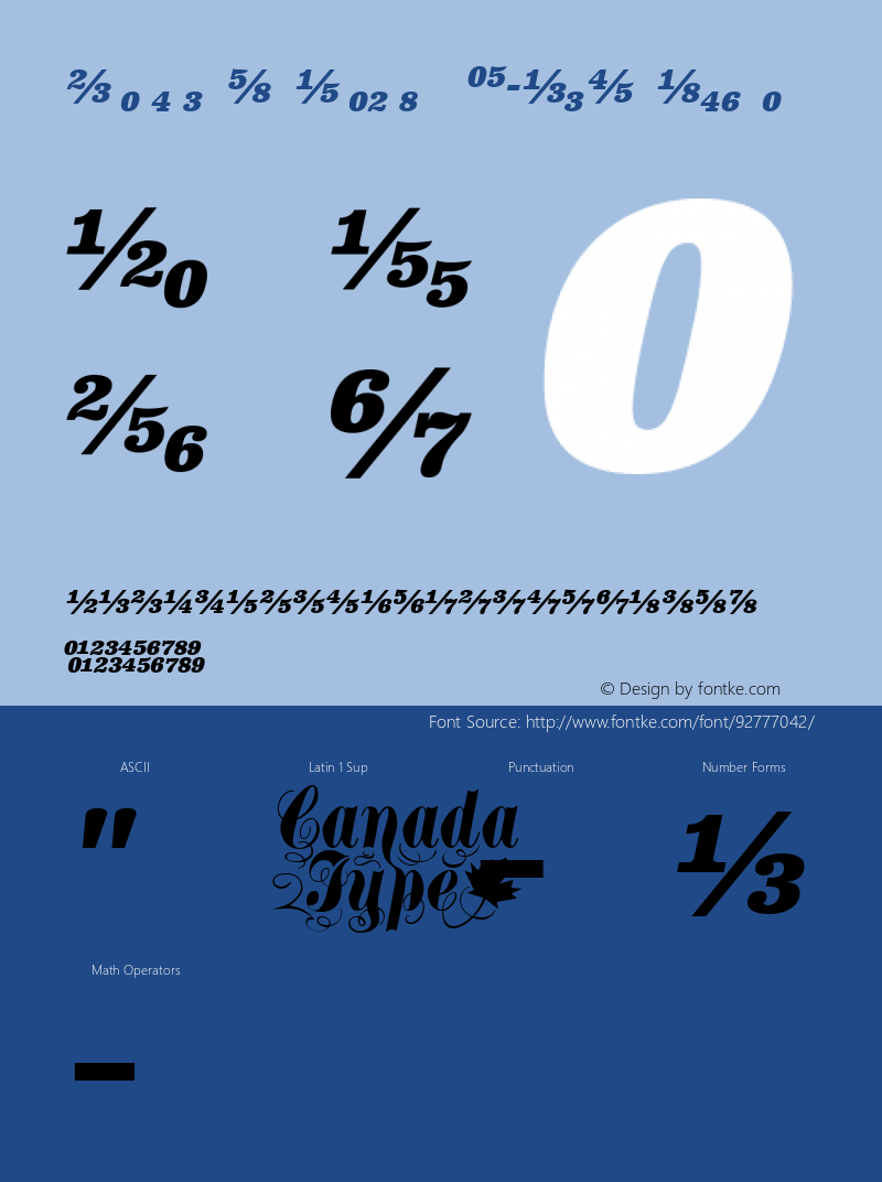 Clarendon Txt Fractions W05BdIt Version 1.00 Font Sample