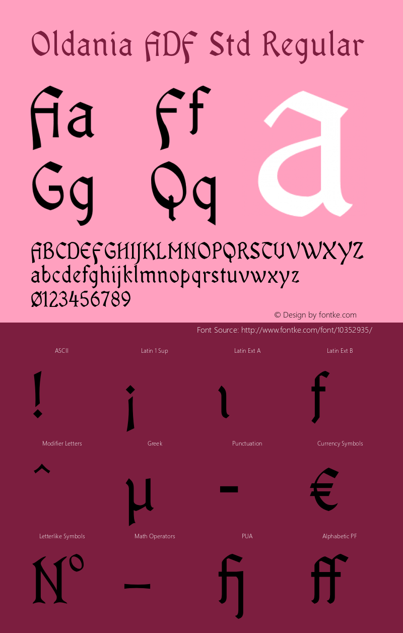 Oldania ADF Std Regular Version 1.002 Font Sample