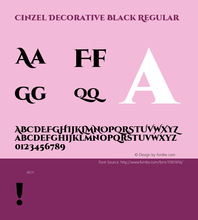 Cinzel Decorative Black Regular Version 1.001;PS 001.001;hotconv 1.0.56;makeotf.lib2.0.21325; ttfautohint (v1.4.1) Font Sample