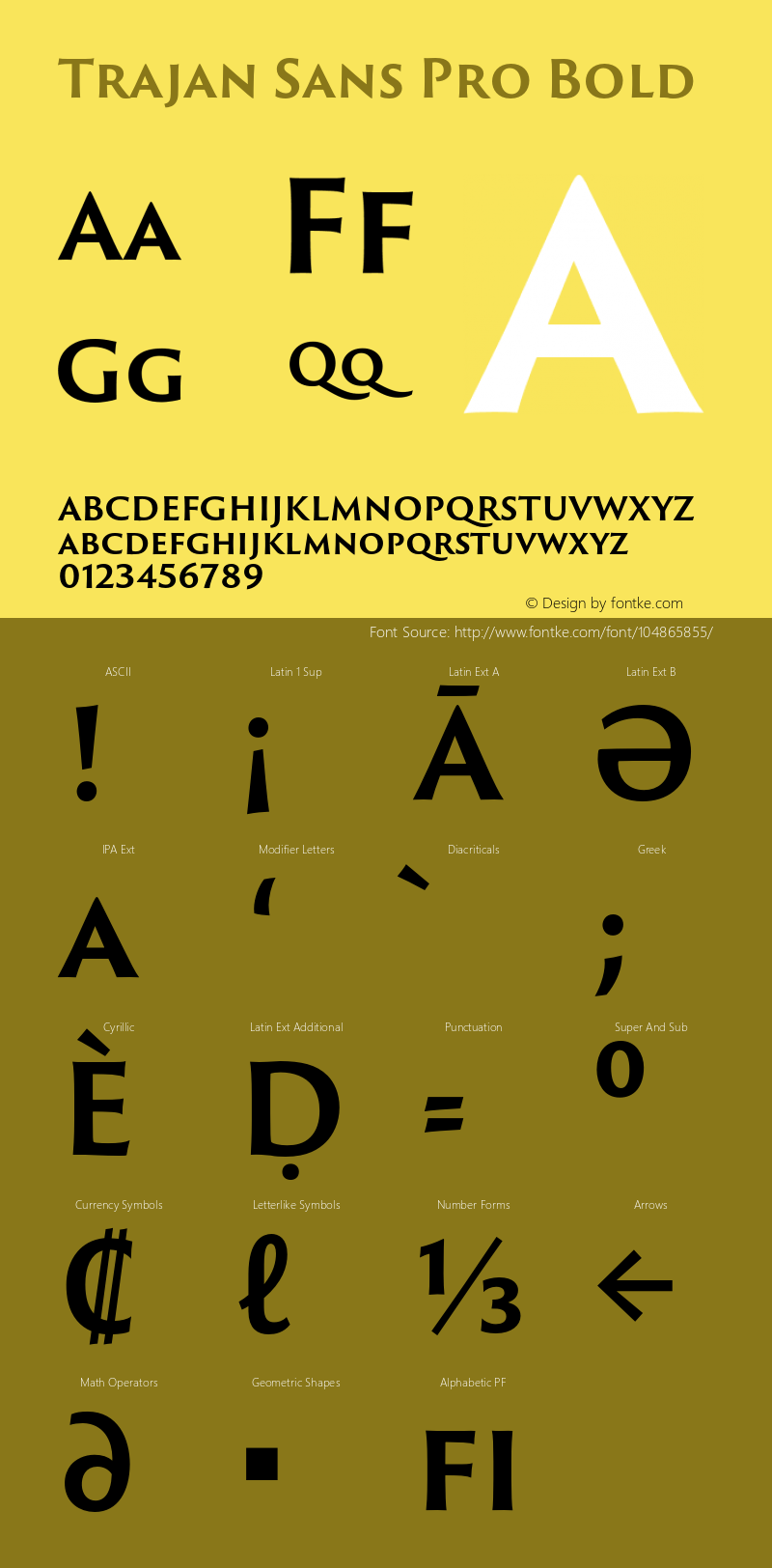 Trajan Sans Pro Bold Version 1.002;PS 1.000;hotconv 1.0.68;makeotf.lib2.5.35818 Font Sample