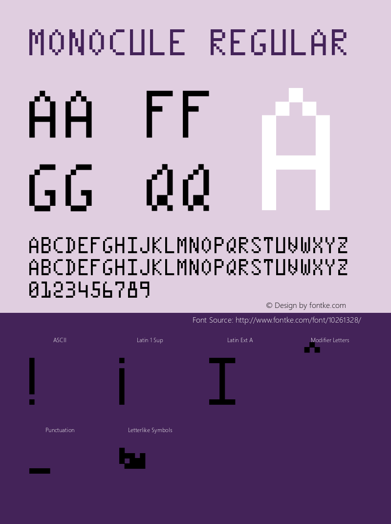 Monocule Regular Version 001.000 Font Sample