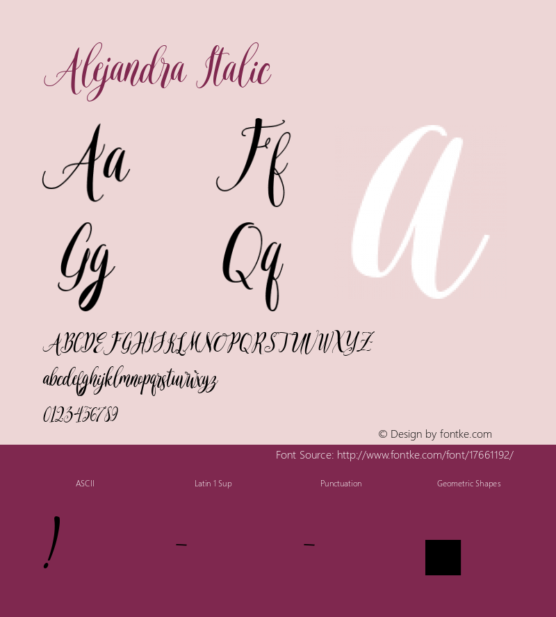 Alejandra Italic 001.000 Font Sample