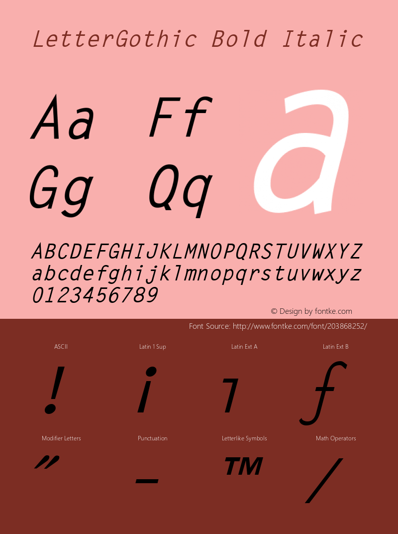 LetterGothic Bold Italic Altsys Metamorphosis:12/19/95图片样张