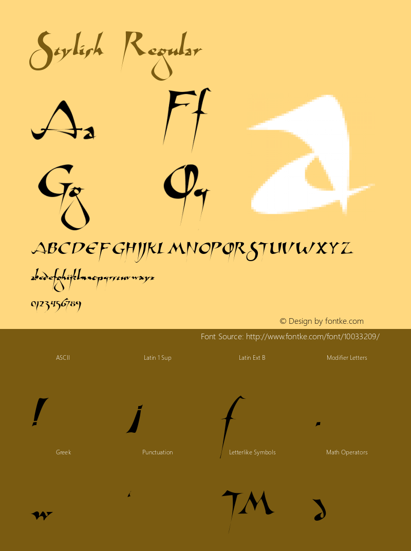 Stylish Regular Altsys Fontographer 3.5  5/25/93 Font Sample