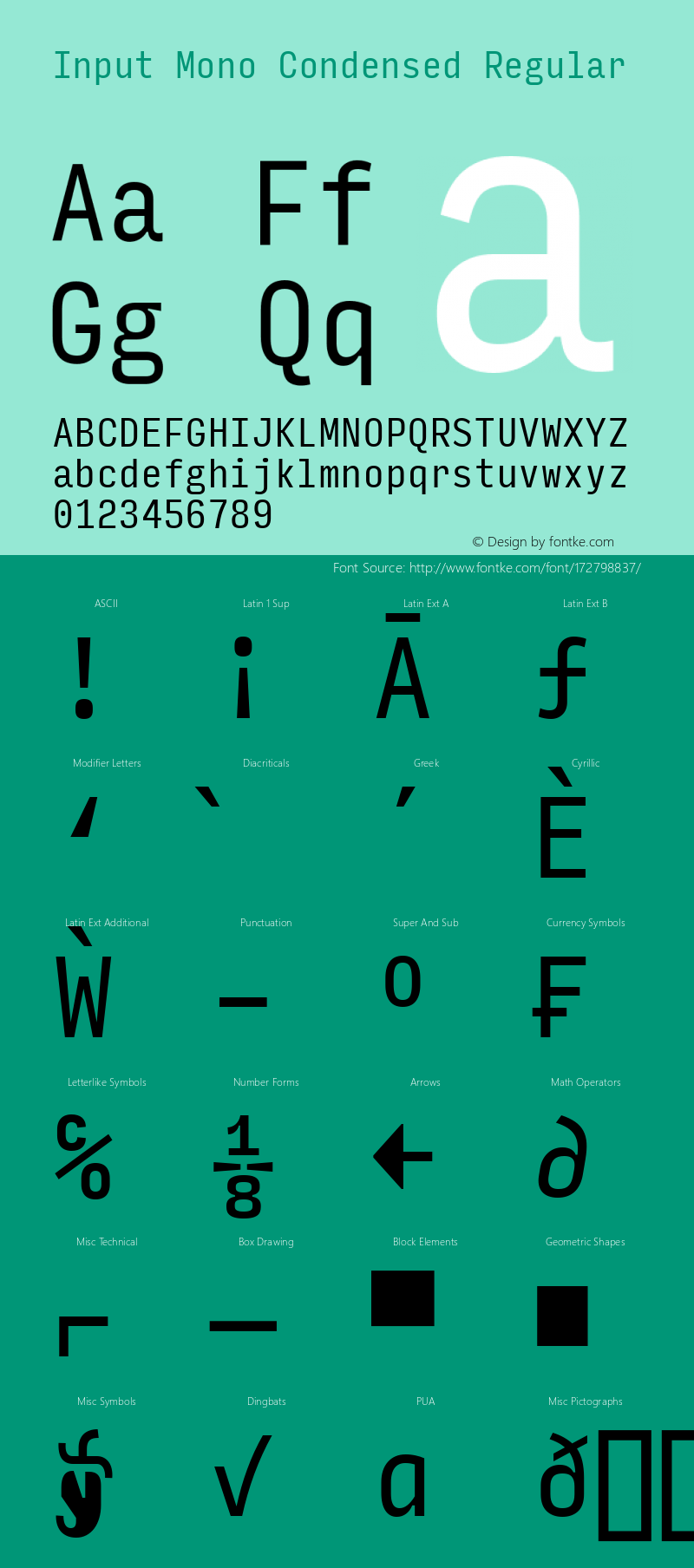 InputMonoCondensed Version 0.000;PS 0.0;hotconv 1.0.72;makeotf.lib2.5.5900图片样张