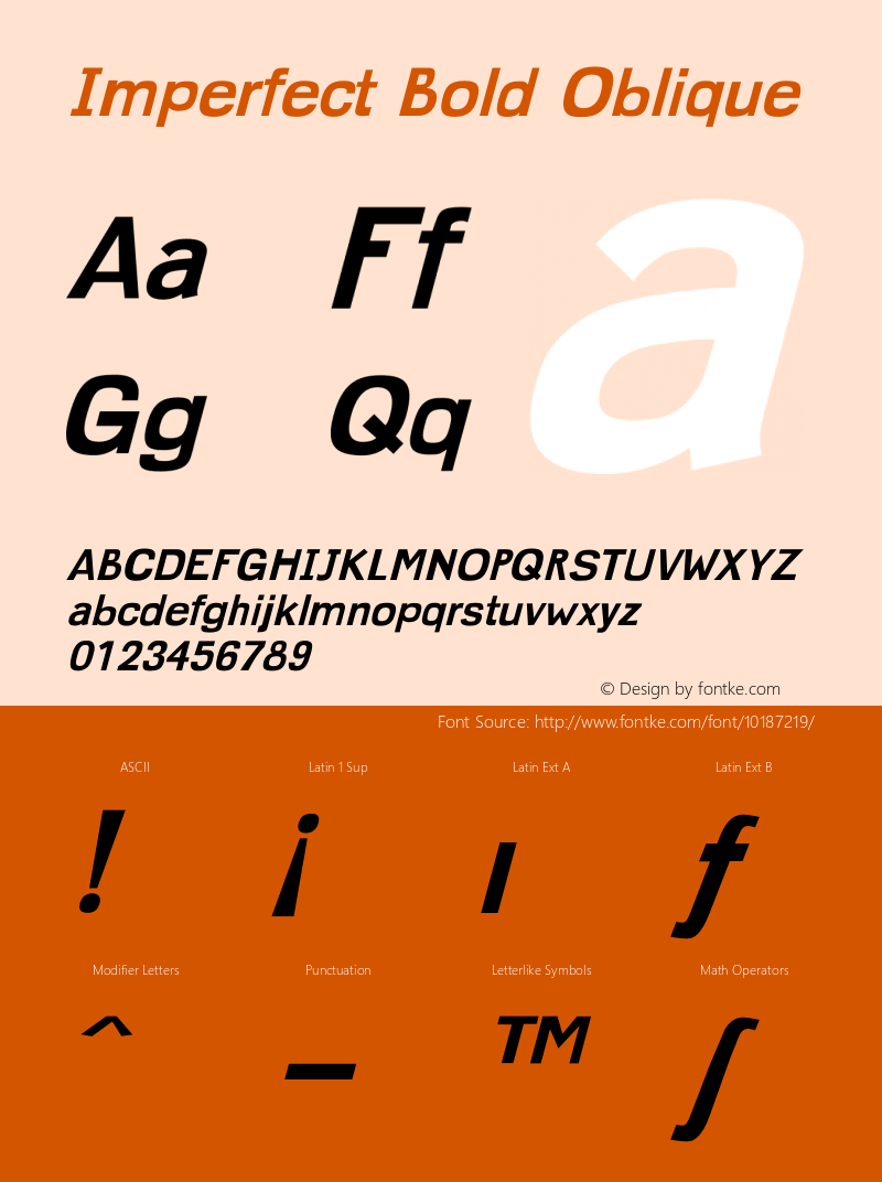 Imperfect Bold Oblique 001.001 Font Sample