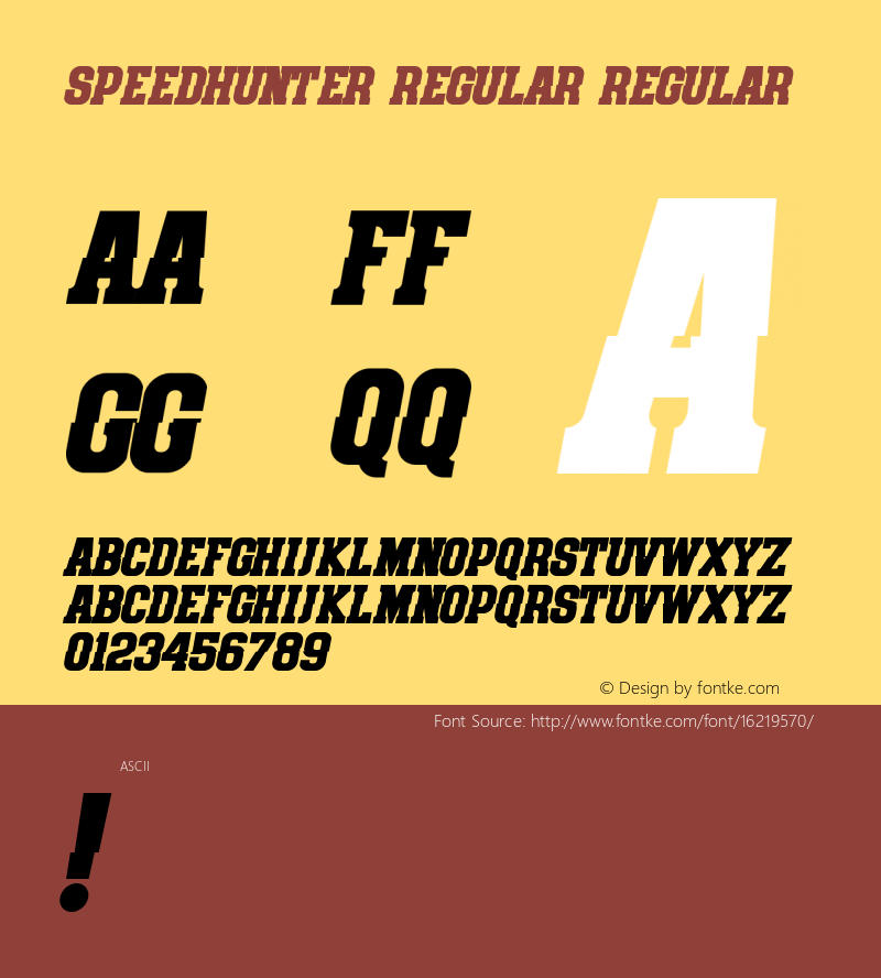 speedhunter regular Regular Version 1.000;PS 001.001;hotconv 1.0.56 Font Sample