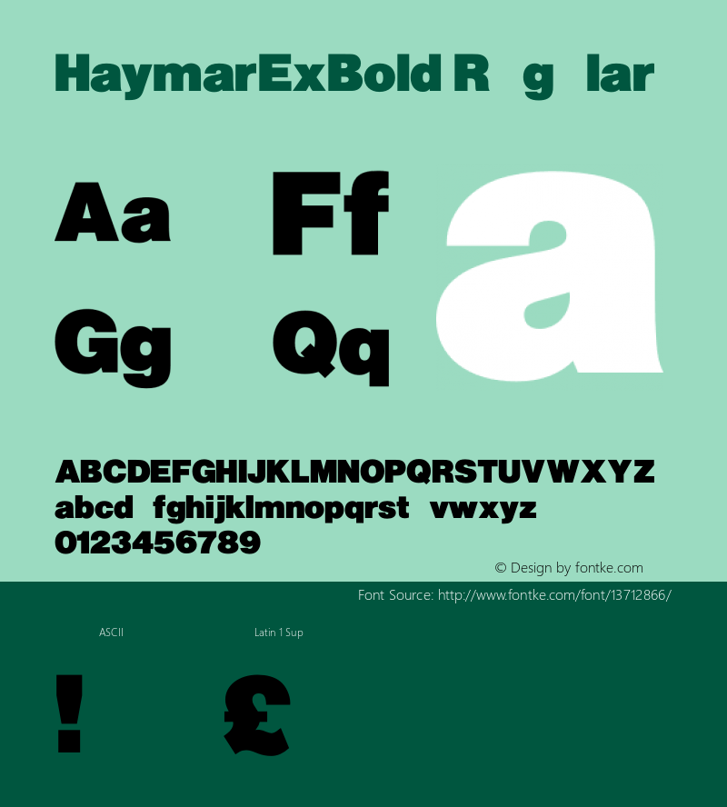 HaymarExBold Regular Unknown Font Sample