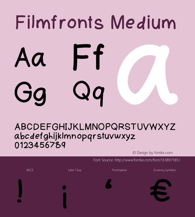 Filmfronts Version 001.000 Font Sample