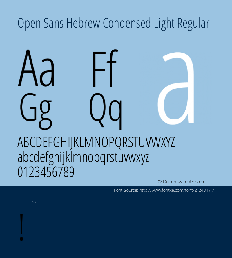 OpenSansHebrewCondensedLight Version 1.0 Font Sample