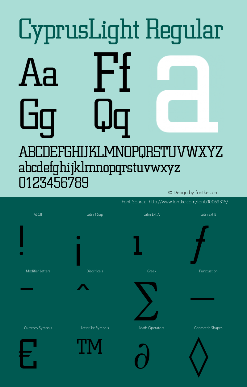 CyprusLight Regular Brendel            :30.11.1994 Font Sample