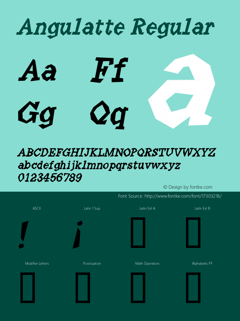 Angulatte Regular Version 4.70 Font Sample