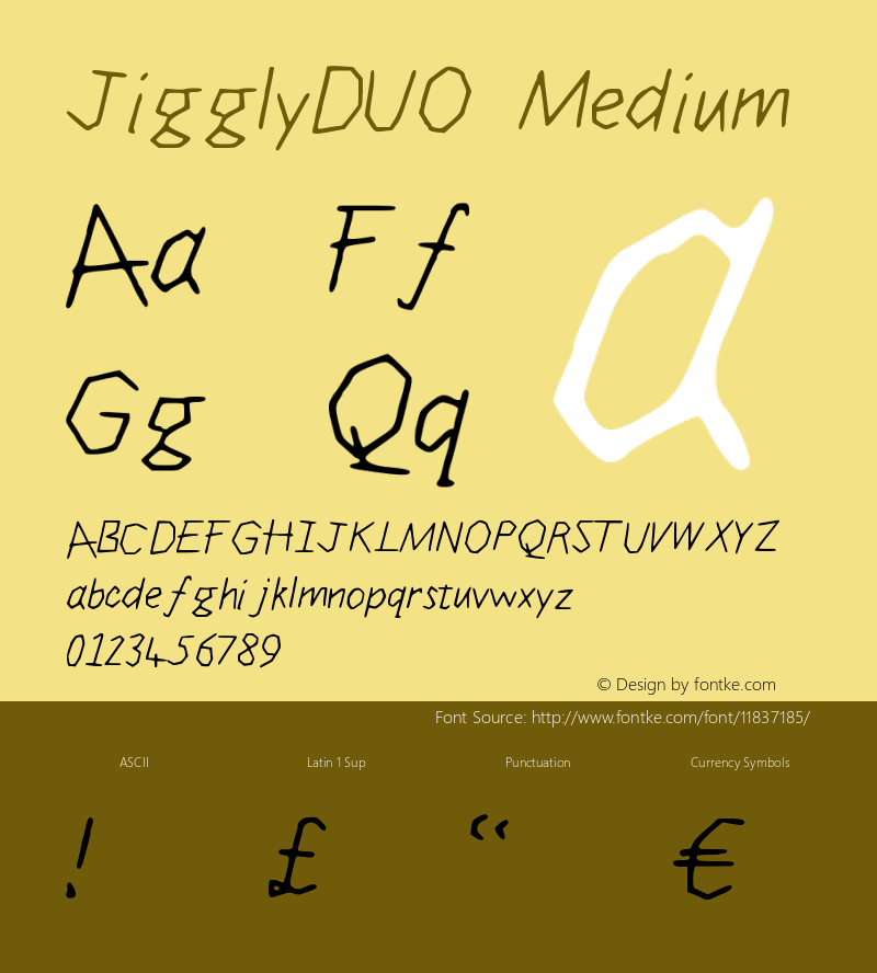 JigglyDUO Medium Version 001.000 Font Sample