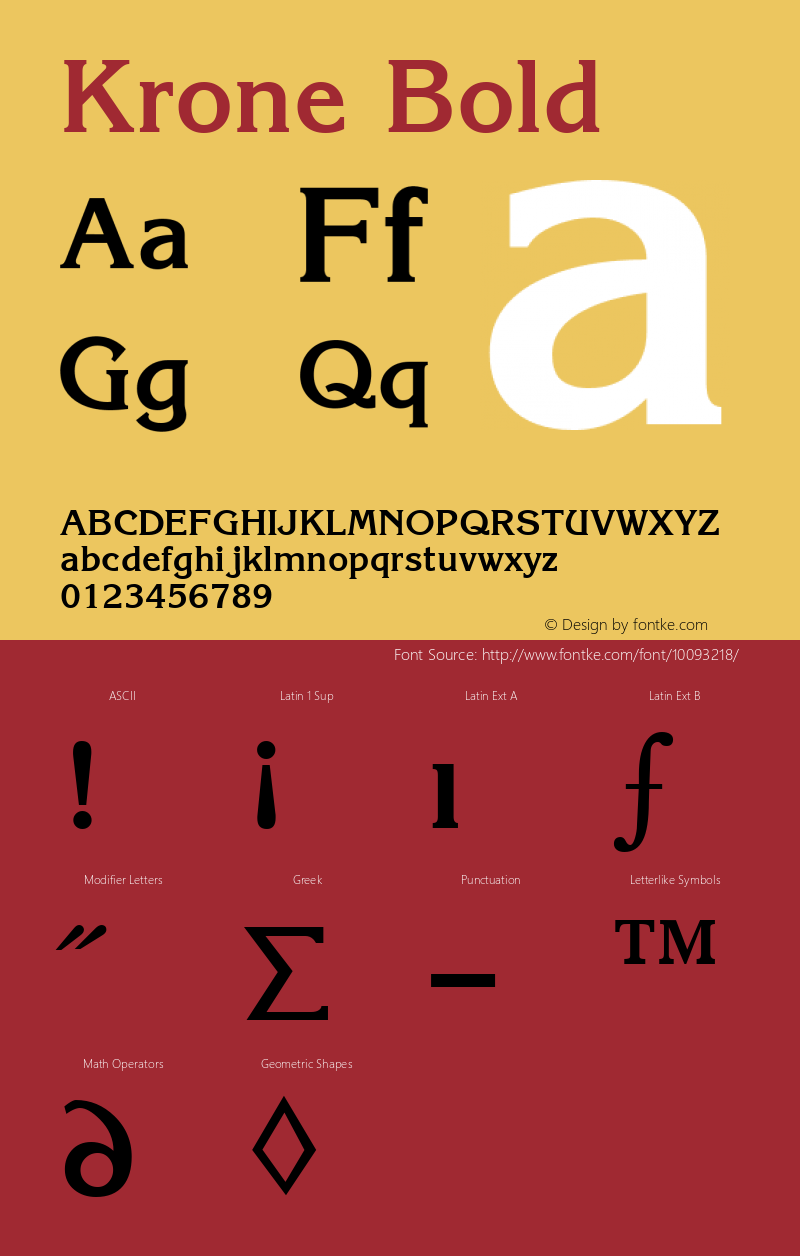 Krone Bold The IMSI MasterFonts Collection, tm 1995, 1996 IMSI (International Microcomputer Software Inc.) Font Sample